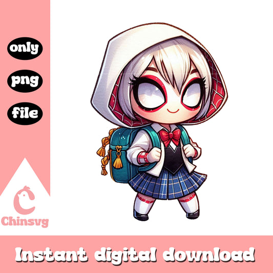 Avengers gwen stacy spider student design png, school on cartoon png