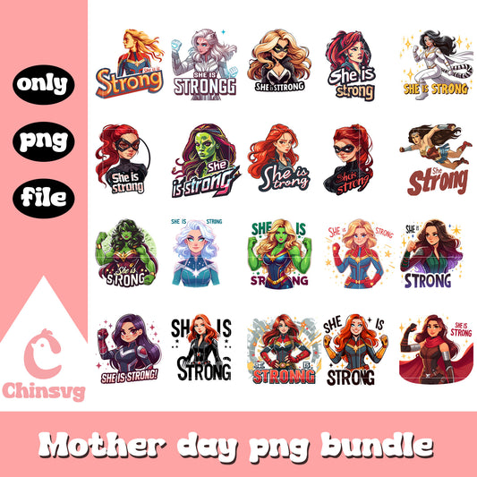 Avengers mama she is strong bundle png, marvel png, mother day png