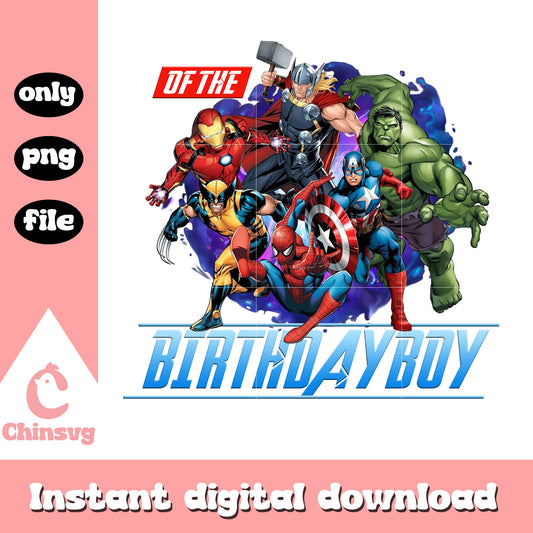 Avengers of the birthday boy design png, happy birthday png