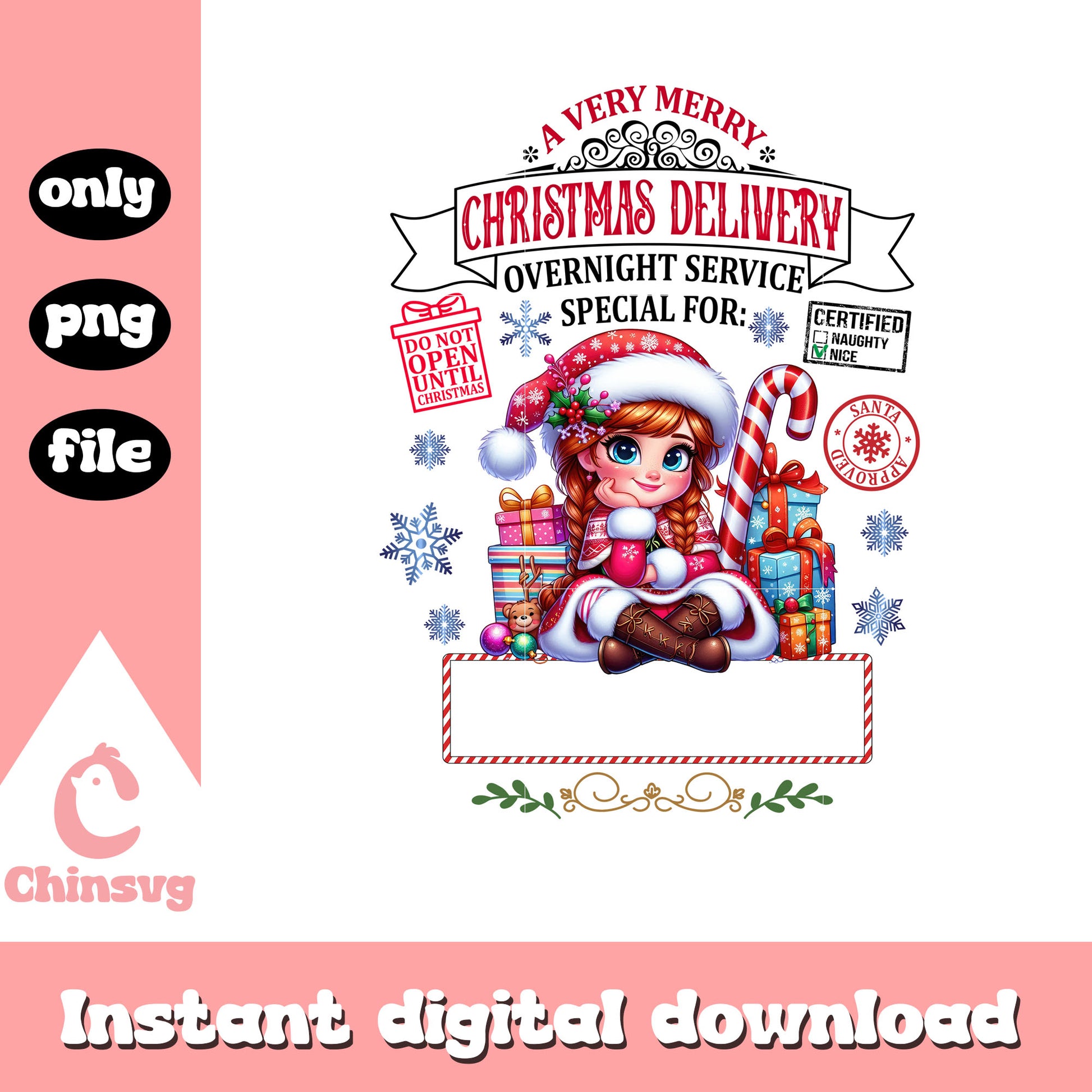A very merry christmas delivery png, anna princess png