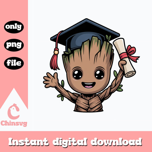 Baby Groot Graduation PNG, Groot Diploma Clipart, Marvel PNG