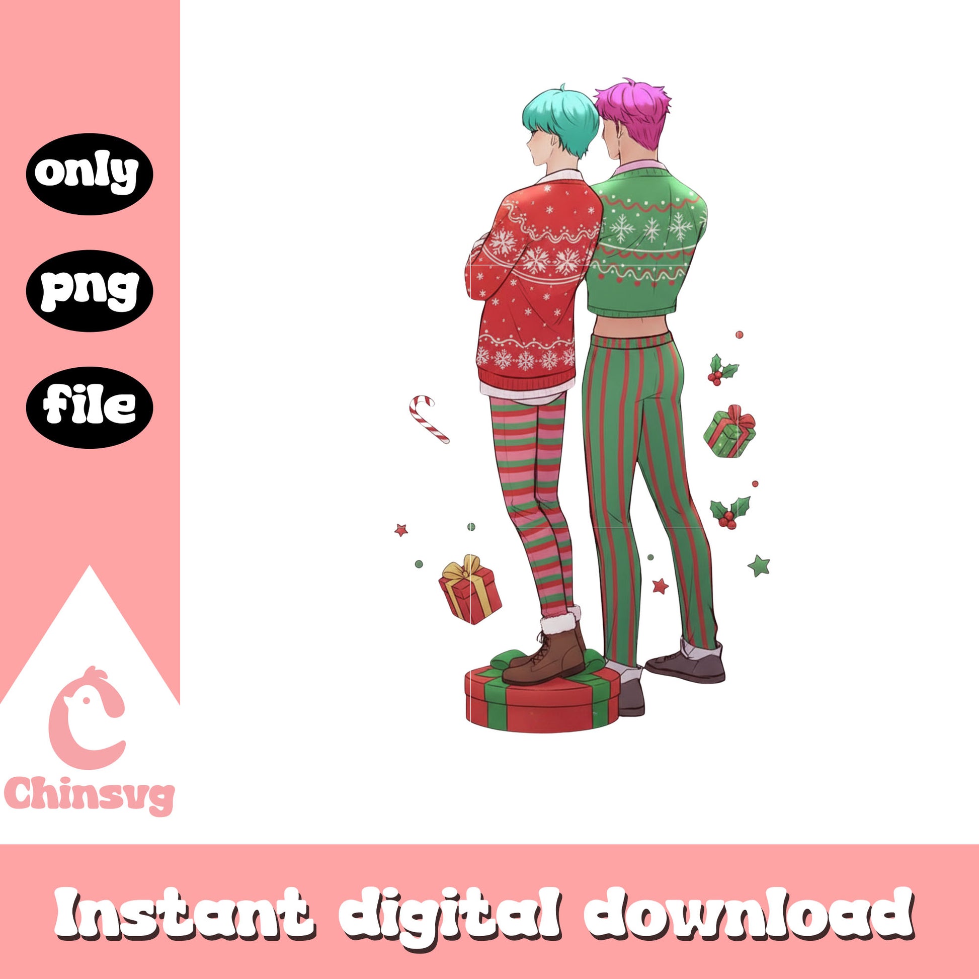 Baby and abby with christmas gift box png, xmas gift png 