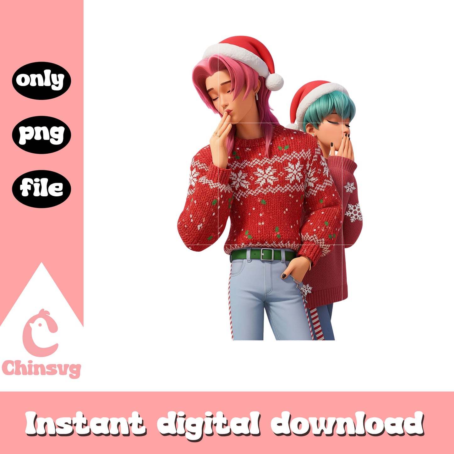 Baby and romance saja boys kpop christmas png, saja boys fanart png