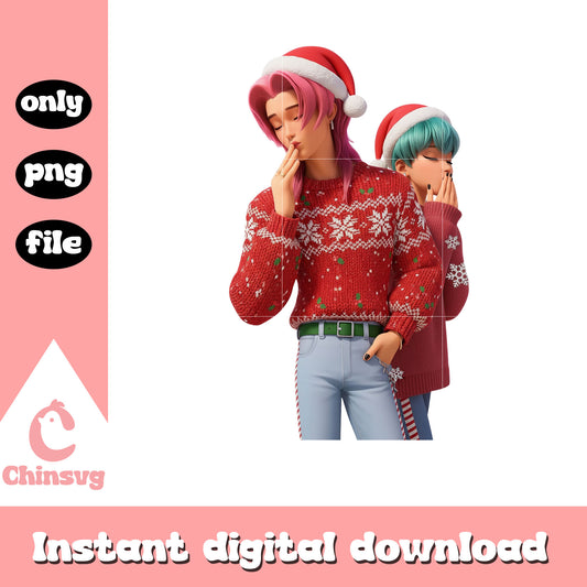 Baby and romance saja boys kpop christmas png, saja boys fanart png