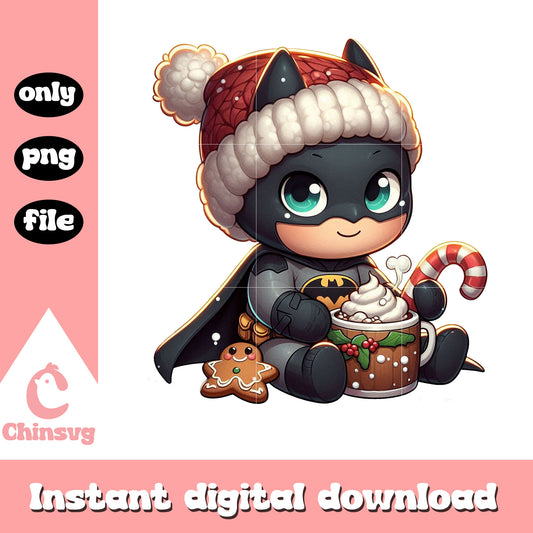 Baby batman and hot chocolate png, the best christmas pageant ever png