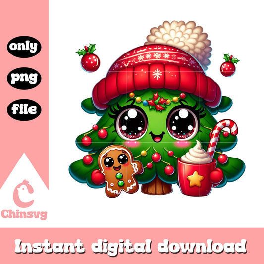 Baby cuddly christmas tree design png, xmas tree decor png