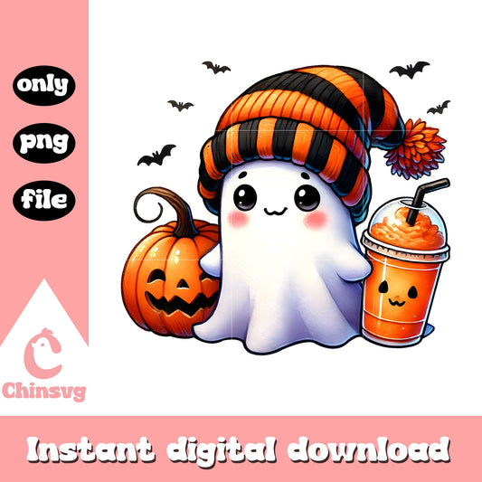 Baby cute ghost halloween vibes design png, halloween decoration png