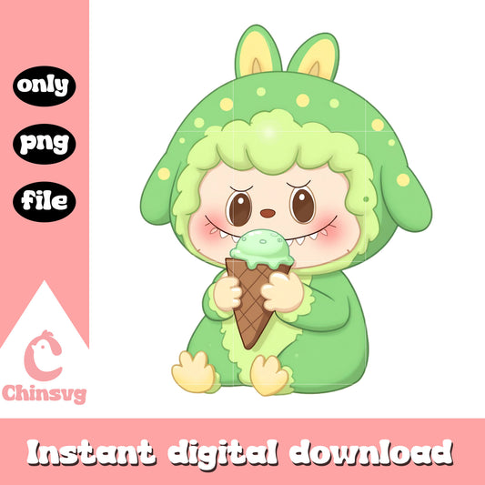 Baby cute labubu hand ice cream design png, labubu toy png