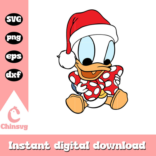 Baby daisy santa hat christmas svg, daisy duck christmas​ svg