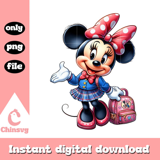 Baby disney minnie on school day png, school schooting today png