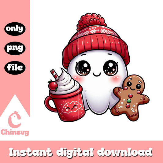 Baby ghost cozy christmas gingerbread png, baby ghost png