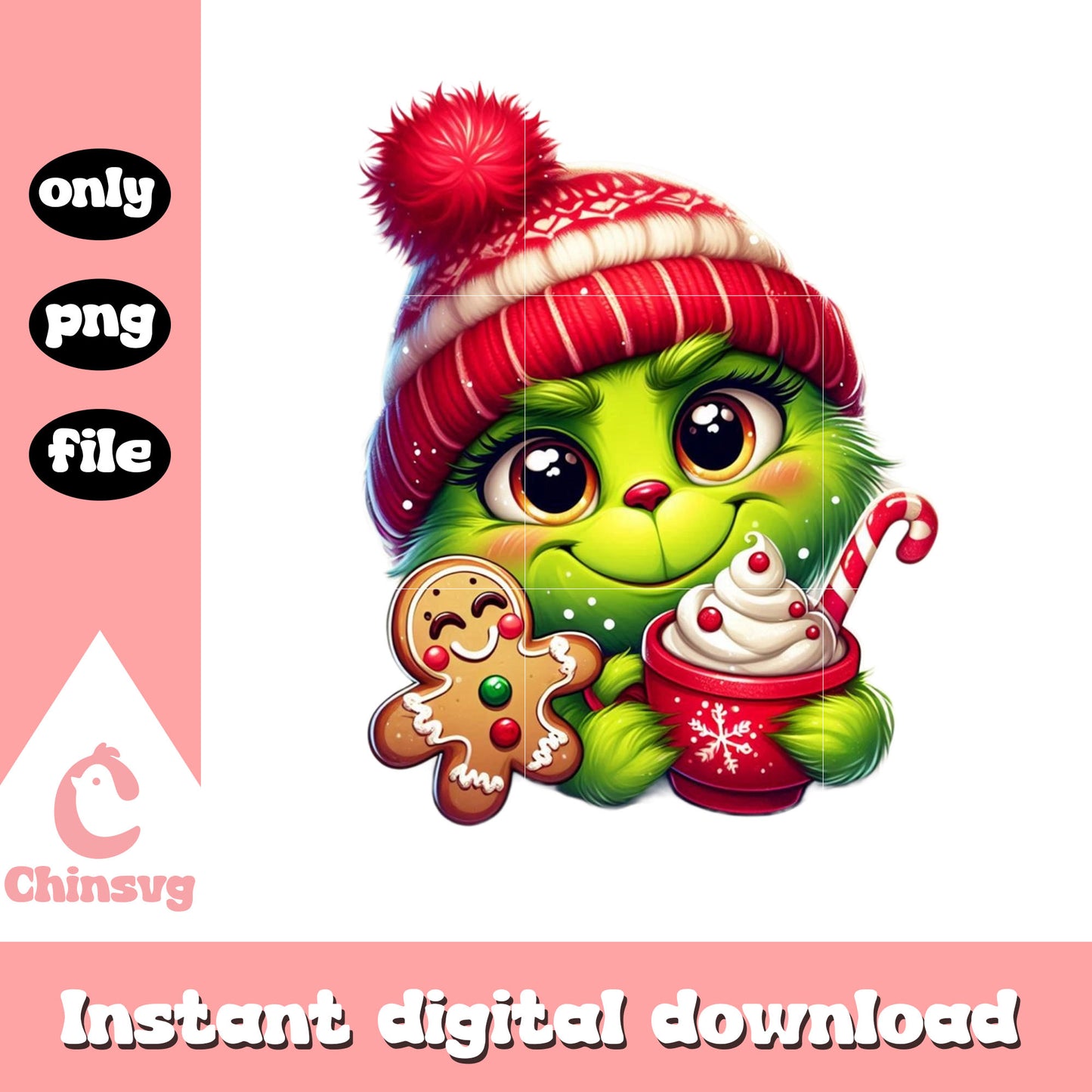 Baby grinch and christmas cupcake  png, the grinch png