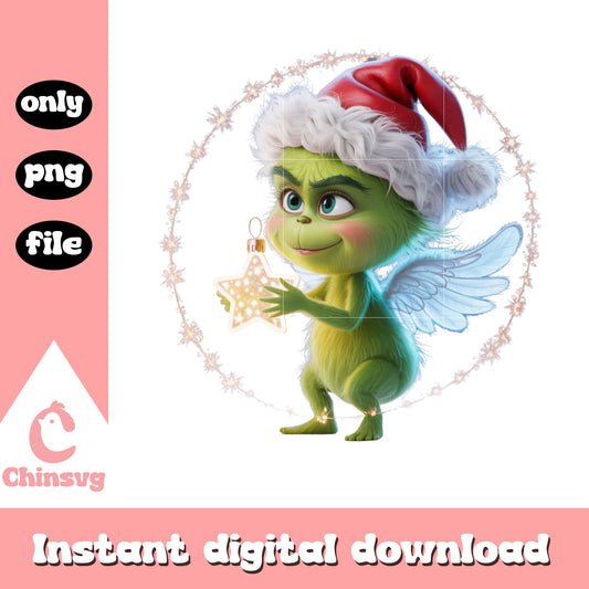 Baby grinch angel christmas star png, merry christmas pics png