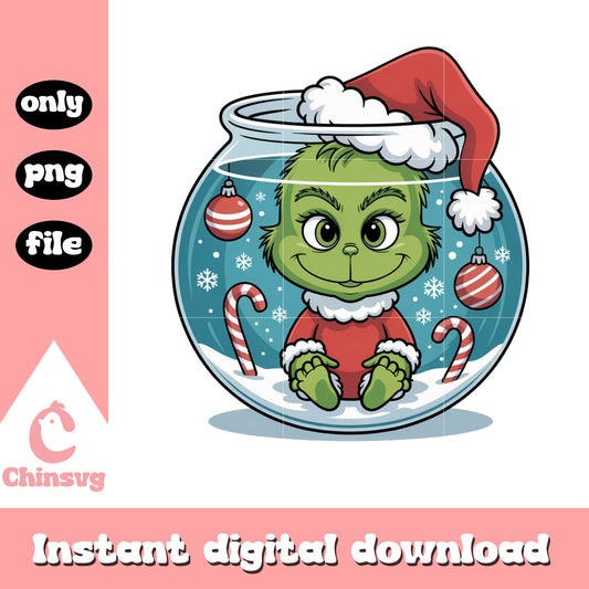Baby grinch at christmas aquarium decor png, art grinch png