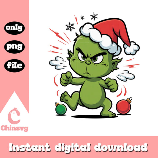 Baby grinch christmas ball clipart png, the grinch funny png