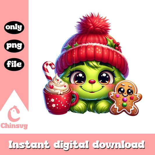 Baby grinch cozy christmas coffee cup png, baby grinch png