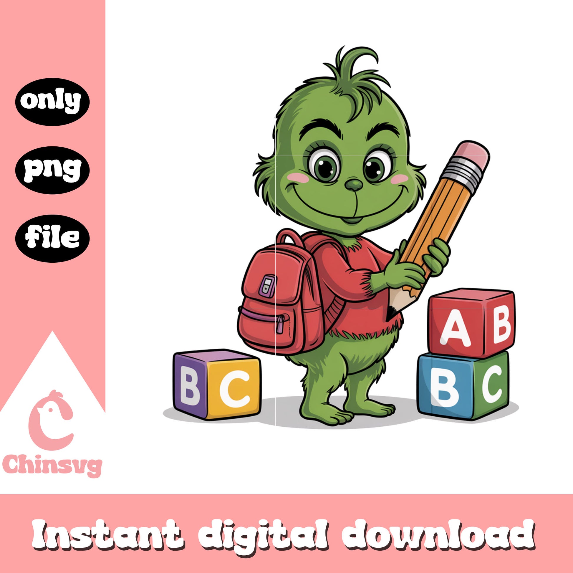 Baby grinch hand pencil xmas png, clipart merry christmas png