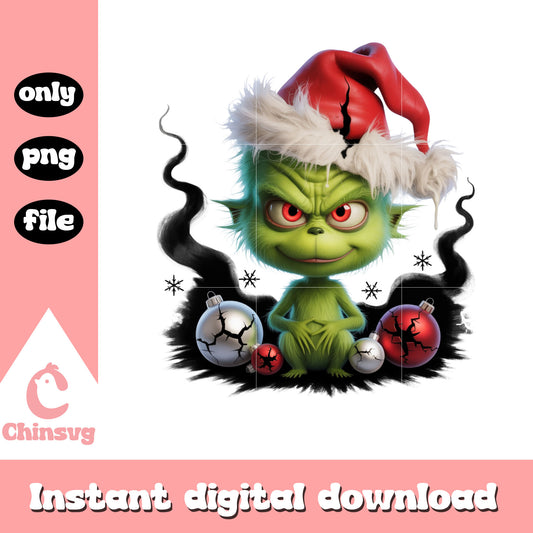 Baby grinch horror christmas balls png, merry christmas eve png
