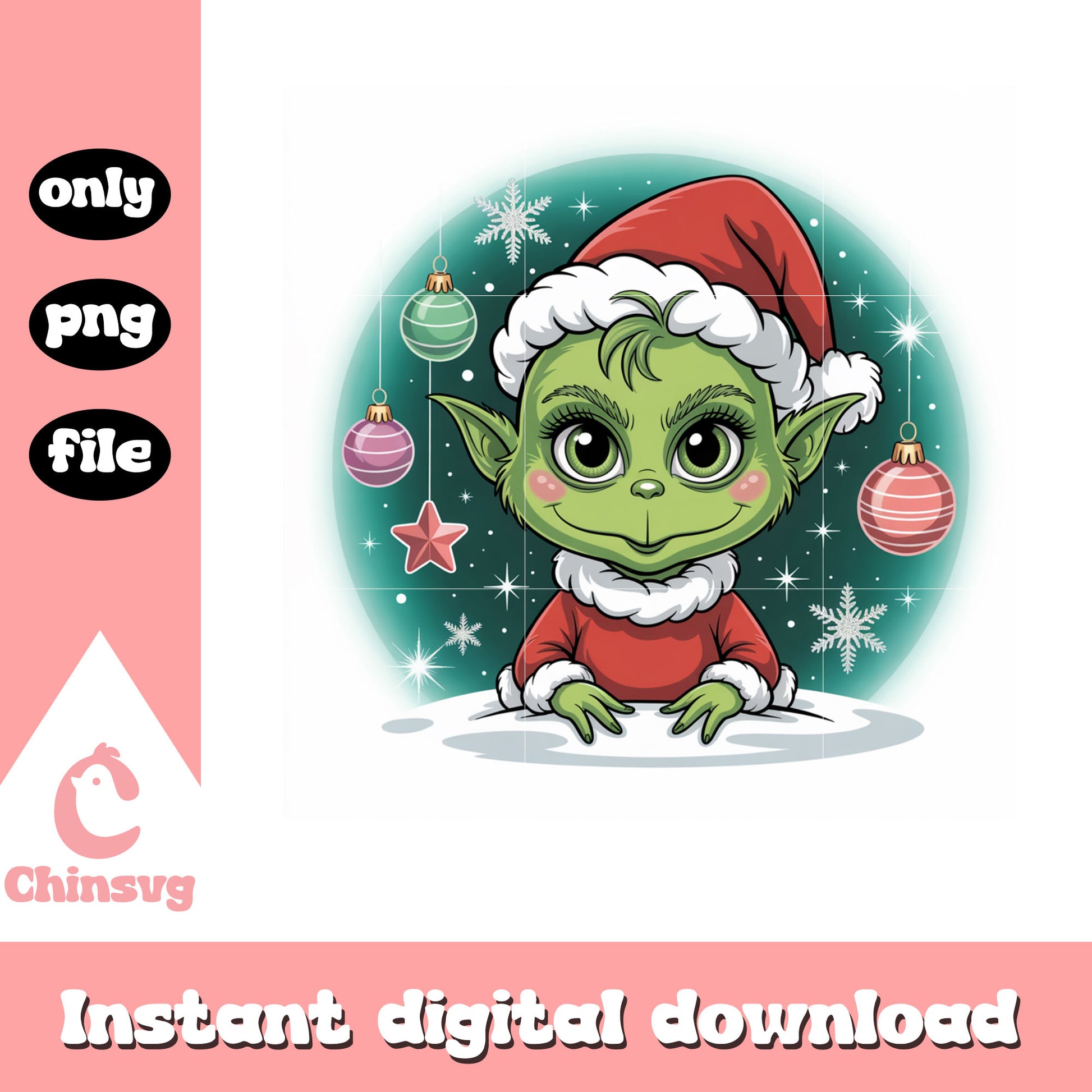 Baby grinch snow globe christmas png, merry x'mas png
