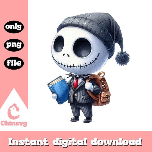 Baby jack skellington prepare to go to school png, back to school png