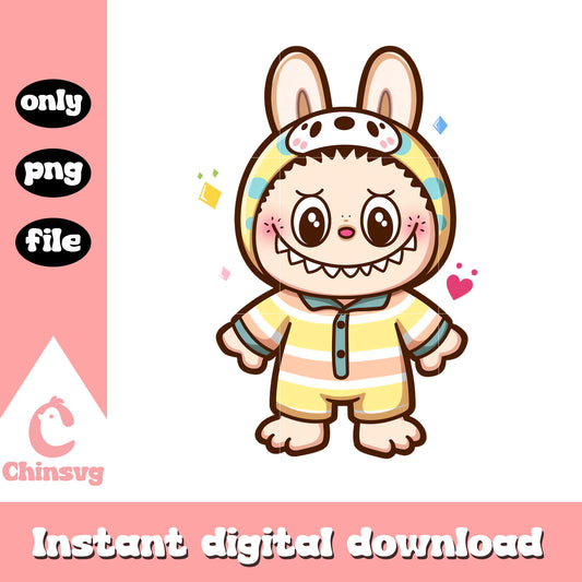Baby labubu cute outfit design png, labubu monster png