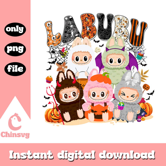 Baby labubu doll funny halloween design png, cute labubu png