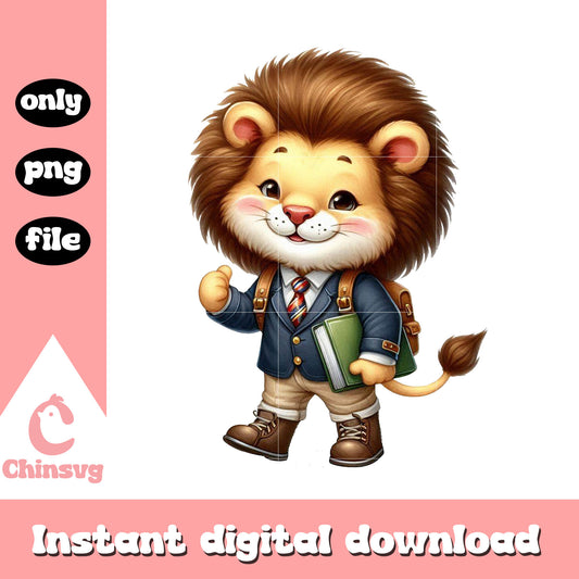 Baby lion first day of school png, first grade png, school grade png