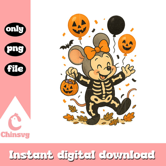 Baby minnie skeleton and pumpkin png, halloween store png