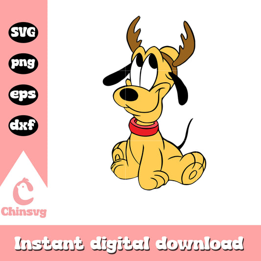 Baby pluto dog reindeer christmas svg, pluto christmas​ svg