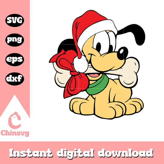 Baby pluto dog santa hat svg, disney pluto christmas​ svg