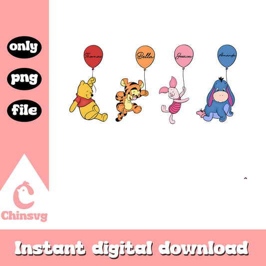 Baby pooh and friends balloon png, winnie the pooh png