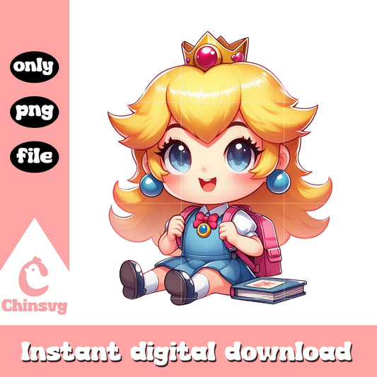 Baby princess peach at school png, shop back to school deals png