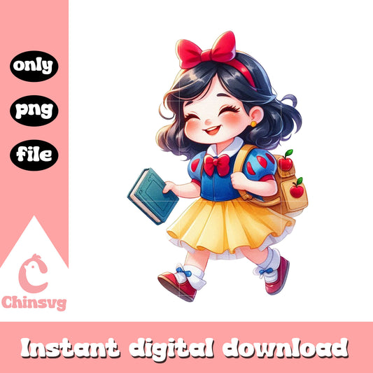 Baby princess snow white happy on school png, disney school png