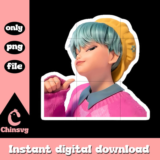 Baby saja character sticker design png, kpop demon hunters baby png