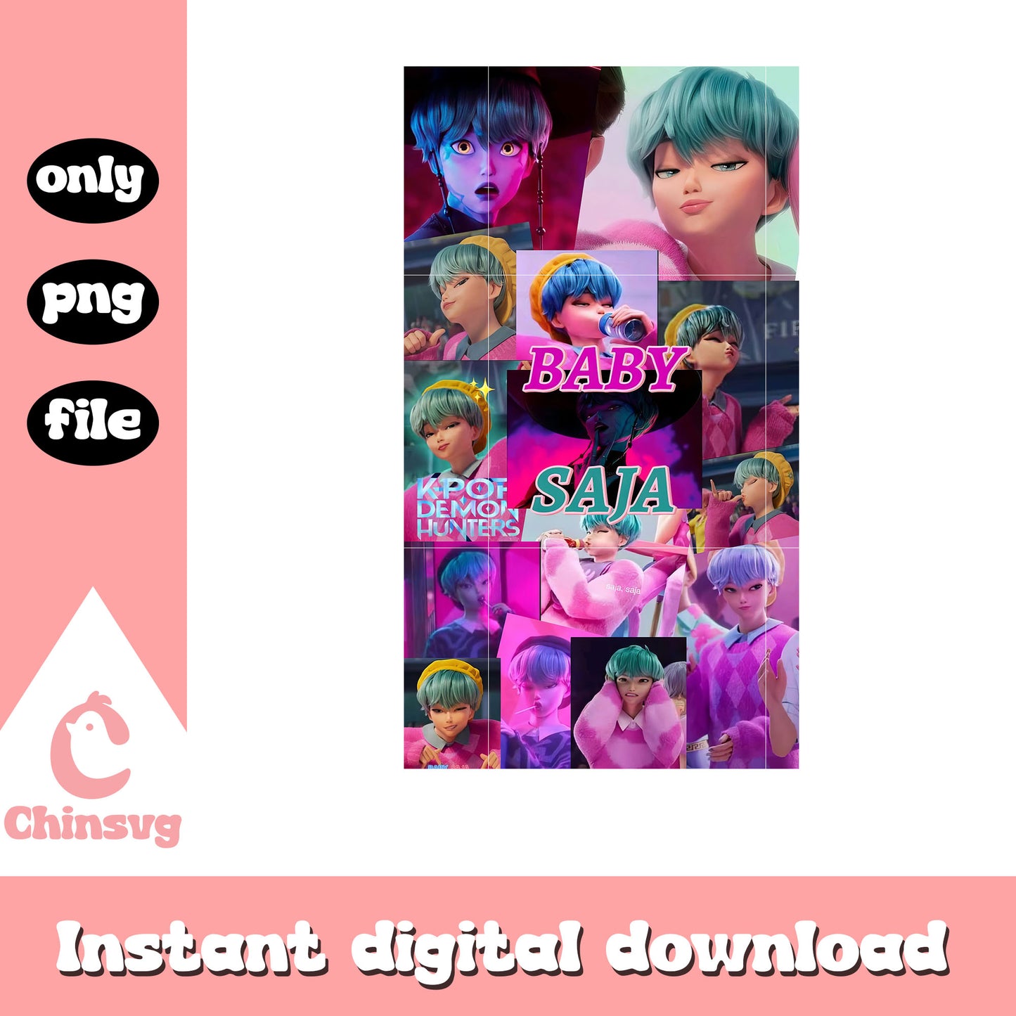 Baby saja kpop demon hunters png, baby character png