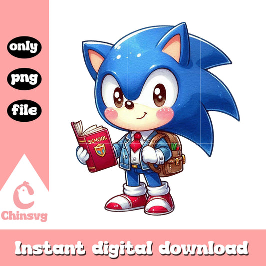 Baby sonic character read book png, school spirits png