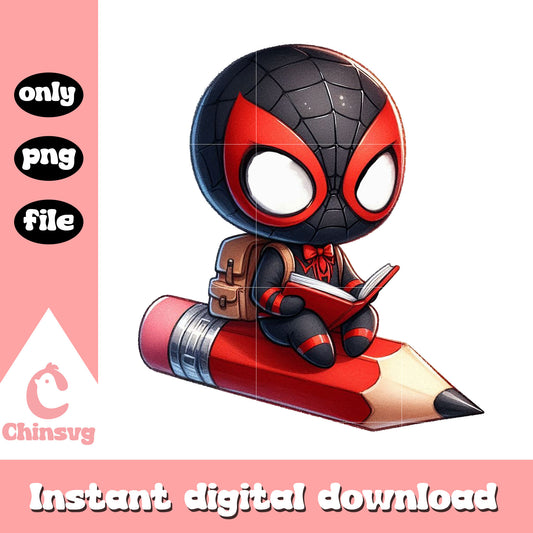 Baby spider man black go to school png, magic school png
