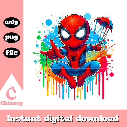 Baby spiderman colorful design png, marvel spiderman png