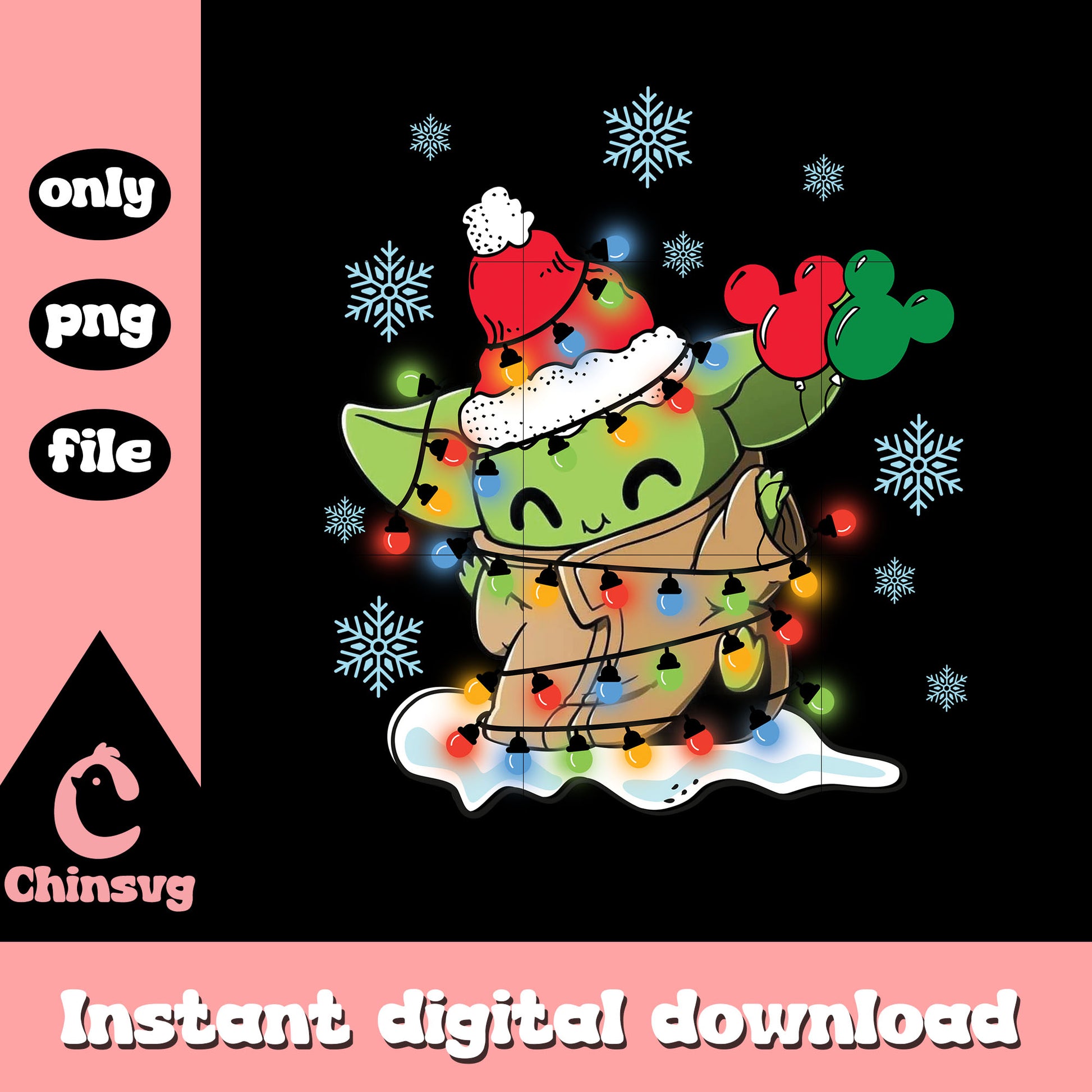 Baby yoda disney christmas lights png, baby yoda star wars png