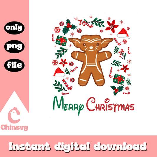 Baby yoda gingerbread merry christmas png, baby yoda star wars png