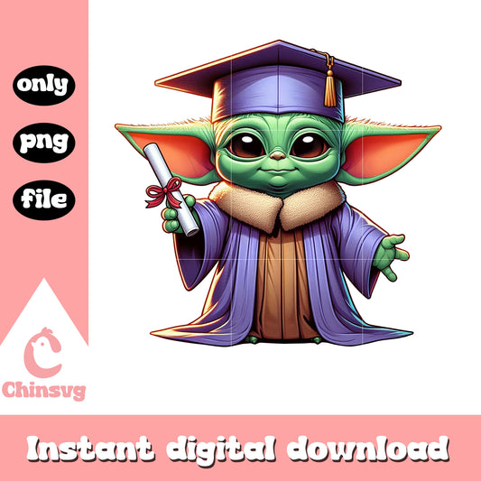 Baby yoda graduation day png, day graduation design png