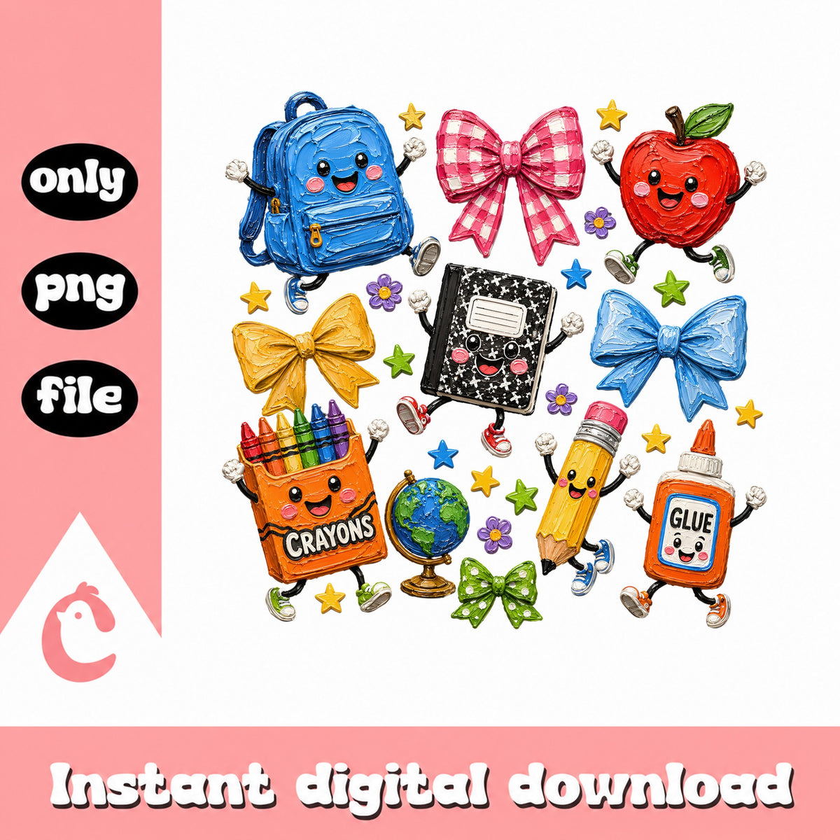 Back To School Clipart Bundle, School Supplies PNG, Teacher PNG