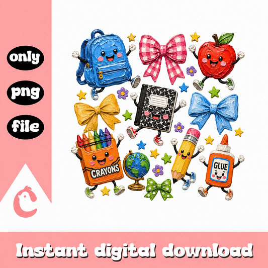 Back To School Clipart Bundle, School Supplies PNG, Teacher PNG