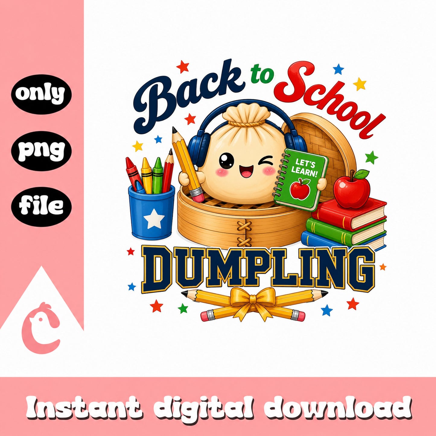 Back To School Dumpling PNG, Cute School Clipart, Teacher PNG