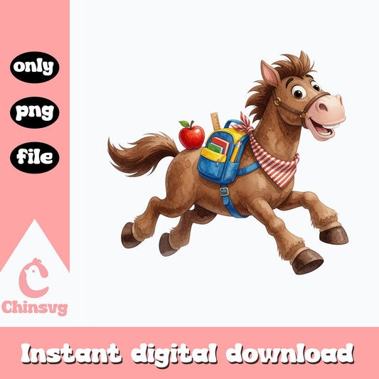 Back To School Horse PNG, Cute Horse Clipart, School PNG