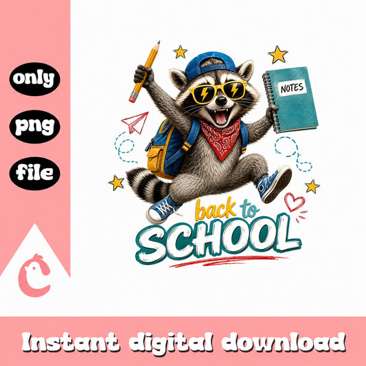 Back To School Raccoon PNG, Funny Raccoon Student PNG, School PNG