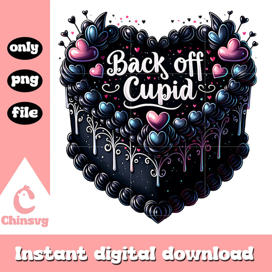 Back off cupid cake birthday design png, birthday cake png​