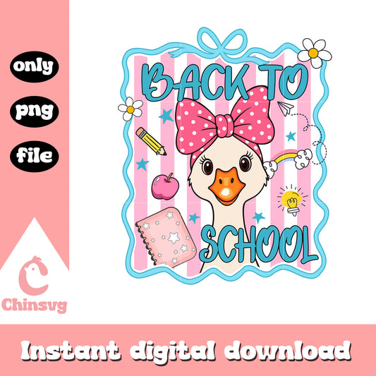 Back to school goose coquette clipart design png, school day png