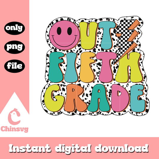 Back to school out fifth grade font design png, back to school png