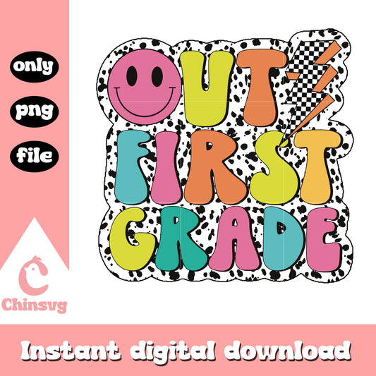 Back to school out first grade font design png, back to school art png